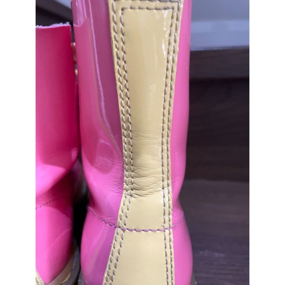 Rare Dr. Martens 1460 W bubble gum pink yellow Patent Lamper Boots Size 7L - Picture 7 of 16